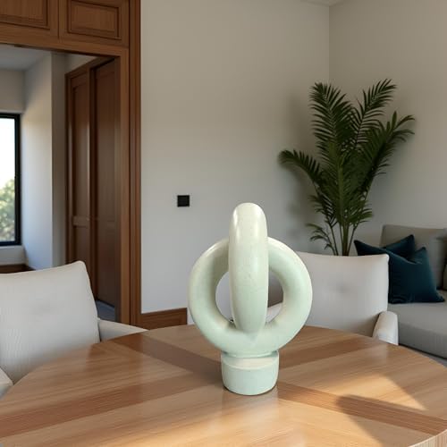 12" Modern Abstract Ring Decorative Sculpture, Knot Sculptures,Home Decor,Coffee Table Statues,Dining Living Room Desk Decor,Light Gray - Image 2