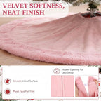 Skylety 48" Velvet Christmas Tree Skirt with Faux Fur Trim,Pink - Image 4