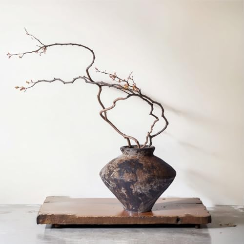 Wabi Sabi Rusty Vintage Vase, 6.3" Tall Wabi Sabi Decor Rustic Farmhouse Pottery Vase for Centerpiece, Textured Pottery Flower Vases for Home Decorative, Table, Living Room, Bedroom, Bathroom, Kitchen by QIANLING