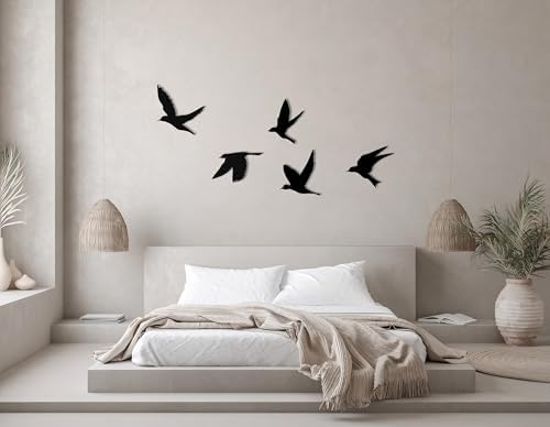 Birds Metal Wall Decor Set of 5, Minimalist Bird Flock Wall Art, Metal Garden Decorations, Home Decor, Modern Home Decoration, Birds Sign for Living Room, Birds Wall Hangings for Office, Bird Art (Gold, 8" / 20 cm - MEDIUM) - Image 5