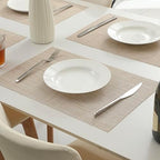 Leetaltree Woven Vinyl Beige Placemats Set of 16, Linen Look & Easy to Clean - Image 5