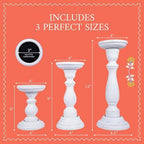 Mela Artisans Tuli Mango Wood Candle Holders - Shabby White, Set of 3 - Image 2