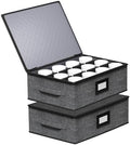 2-Pack Cup Storage Box with Dividers, Hard Shell Mug Organizer with Lid by Aokeyee