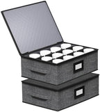 2-Pack Cup Storage Box with Dividers, Hard Shell Mug Organizer with Lid by Aokeyee