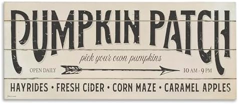 Stupell Industries 'Pumpkin Patch Autumn Sign', Canvas Art, 30 x 13 Inches, Easy to Hang and Sturdy, Made in USA, by Stephanie Workman Marrott by StupellIndustries