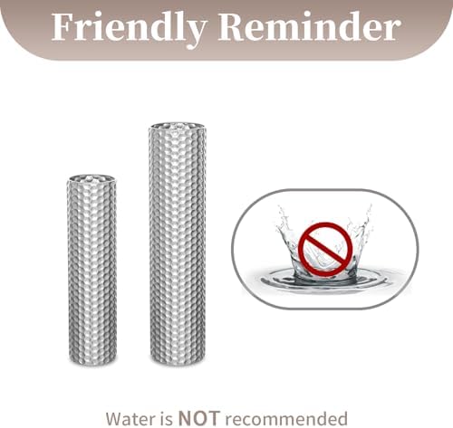 Sziqiqi Silver Tall Floor Vase, Metal Cylinder Vases for Home Decor, 2Pcs - Image 6