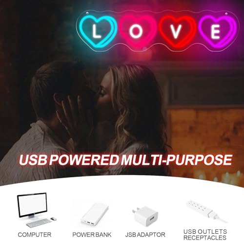 LOVE Heart Neon Sign 17.7 × 4.5 inch LED Wall Light Dimmable - Image 5