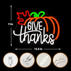 Thanksgiving Neon Sign Give Thanks Neon Signs Give Thanks Pumpkin Decorations Thanksgiving Day Neon Sign for Wall Decor Neon Light Up Sign for Door Wall Art Window Home Party - Image 3