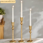 Gold Taper Candle Holders Set of 3, Heavy Candlestick Holders Decorative Candle Stand for Table Centerpiece, Cast Iron Candle Stick Holder Decor - Image 4