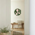 20" Artificial Wreath for Front Door Pink Magnolia Wreath Greenery for Easter Spring Housewarming Wedding Farmhouse Mantel Door Decoration - Image 6