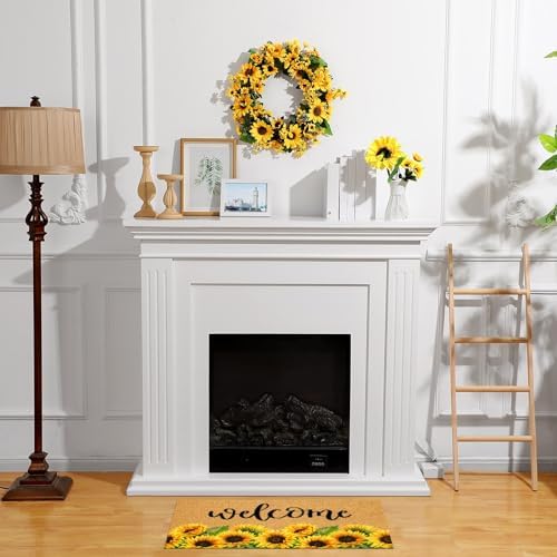 Tingjoo 2 Pcs Fall Sunflower Coir Doormat Autumn Wreath for Front Door - Image 5