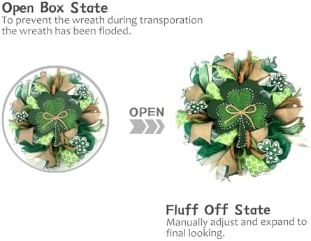St.Patrick's Day Wreath for Front Door, 18 inch Irish St Patrick's Day Green Mesh Wreath with Clover Ribbon, Spring Wreaths for Front Door Farmhouse Wall Decor - Image 4