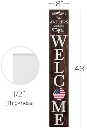 Personalized Welcome Sign for Front Door, Custom Welcome Sign for Porch Outdoor Welcome Home Decorations, 48"x8" PVC Sign (Design 7) - Image 5