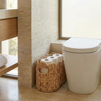 Scalloped Toilet Paper Basket, Tall Narrow Water Hyacinth - Image 4