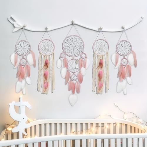 Set of 5 Boho Bedroom Dream Catchers for Adults Wall Bohemian Decor - Image 4