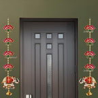 Divyakosh Door Hangings for Home and Temple Decoration, Pooja Items, Red Lotus With Elephant Wall/Door Decor | 2 Pieces | 26 Inch - Image 2