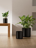 LE TAUCI 10+8+6 Inch Ceramic Pots for Plants, Indoor Planters with Drainage Hole and Plug, Modern Cylinder Flower Pots Set of 3 for Office and Living Room, Satin, Black - Image 3