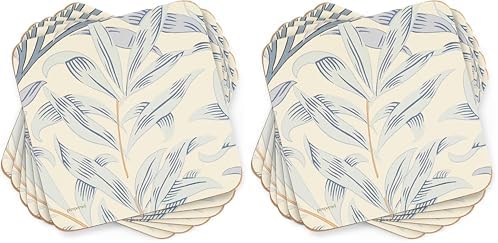Pimpernel Morris & Co Willow Bough Blue Coasters, Set of 6 - Heat-Safe Drinkware Mats with Floral Design & Cork Backing for Dining Table Styling & Giftable Tableware for Special Occasions (Pack of 2) by Pimpernel