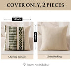 ANRODUO Boho Decorative Pillow Covers Olive Green Stripe 20x20 Pack of 2 - Image 4