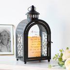 TRIROCKS Memorial Lantern 11'' High Walk Beside Us Remembrance Lantern With Automatic Timer LED Candle And Love Pattern Bereavement Sympathy Gifts For Funeral Memorial Service Loss of Loved One(Black) - Image 3