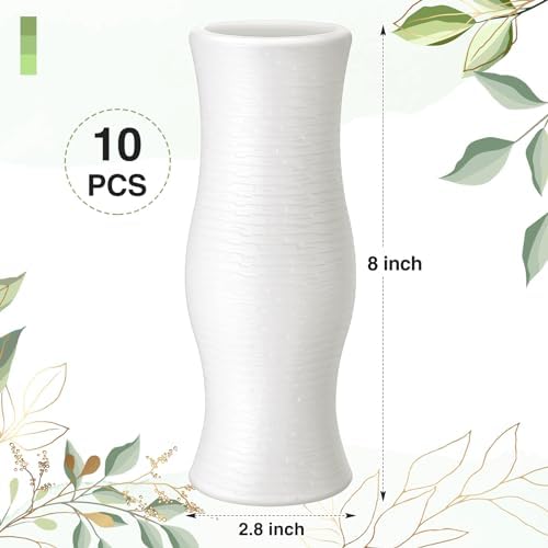 Didaey 10 Pack Composite Plastic Flower Vases Bulk White Small Boho Floral Vases for Dried Flower Bouquet Pampas Grass Centerpieces Fall Wedding Party Living Room Decor(Bohemian) - Image 3