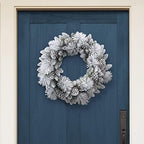 Puleo International 32" Flocked Berkshire Artificial Spruce Wreath 84 Tips 8pc. Pine Cones - Image 2
