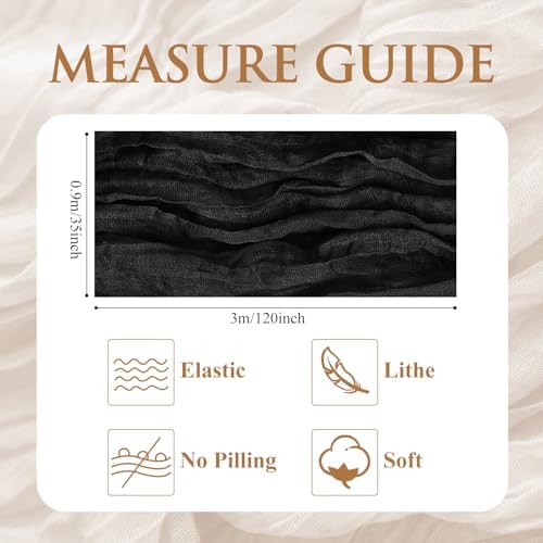 Cheesecloth Table Runner 10FT 12Pcs Black Boho Gauze Sheer Runners - Image 2