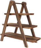 Rengue Wood 3 Tier Serving Tray, Rectangle Wooden Farmhouse Cupcake Stand with Storage Shelves for Party Display and Organizing Fruits Cakes Snacks - Image 3
