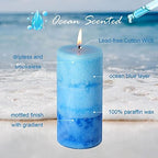 Pillar Candles Ocean Scented, Immeiscent Aromatherapy Candles, 60+ Hours Burn Long Lasting, Blue Mottled Layered Candles for Home Scented, SPA, Restaurant, Set of 3 - Image 6