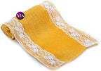 VDS Pack of 25, Burlap Table Runner with White Lace Edge, 100% Natural Jute Rustic Hessian Table Cloth Centerpiece for Wedding Birthday Party Banquet Table Decoration (Size 12X108 Inch)(Gold) - Image 3