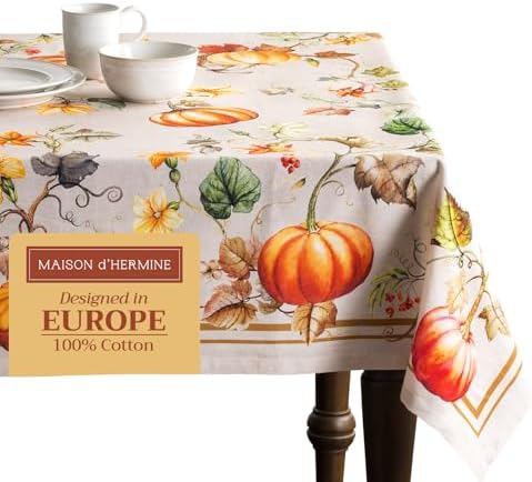 Maison d' Hermine Table Cloth Square Table Reusable 100% Cotton 60"x60" by MaisondHermine