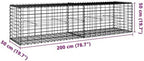 vidaxl Gabion Basket with Cover - Versatile Outdoor Decoration/Structure - Galvanized Iron - 78.7"x19.7"x19.7" - Silver - Image 3