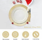 Snowkingdom Round Gold Placemats Set of 12, Gold Vinyl Metallic 15 Inch Round Placemat, Washable Wipeable Hollow Place Mats Non Slip Dining Table Mats for Halloween Wedding Party Christmas Decoration - Image 4