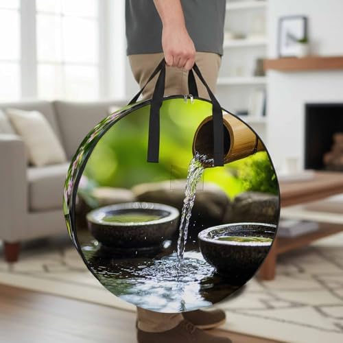 30 Inch Round Storage Bag 1 Pack,Zen Meditation Lake Water Waterproof Wreath Storage Container with Handles&Zipper Natural Landscape Closet Organizer Bags Garland Box by Unknown
