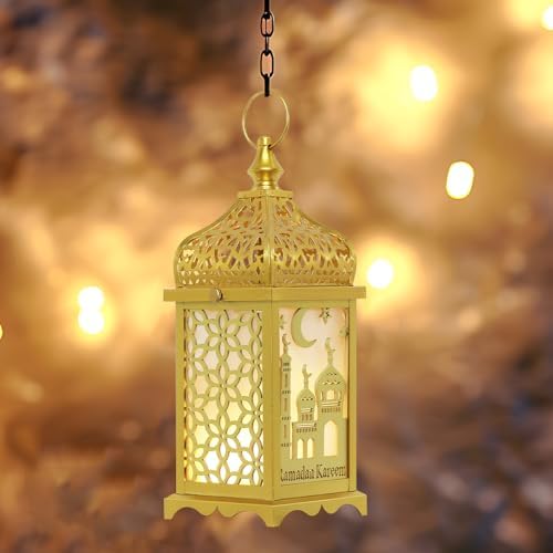 Ramadan Decorations for Home, 2Pcs 14'' Decorative Candle Lantern for Tabletop Mantel Decor, Vintage Metal Lantern Candle Holders for Indoor Outdoor Decor, EID Mubarak Gift - Image 6