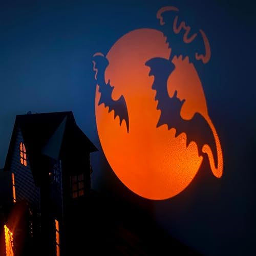 Haute Decor Halloween Haunted House with Bat Projection - Unique Lighted Black Metal Haunted House for Tabletop Halloween Decoration - Image 4
