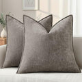 decorUhome Chenille Dark Grey Velvet Throw Pillow Covers 22x22 Set of 2 by decorUhome