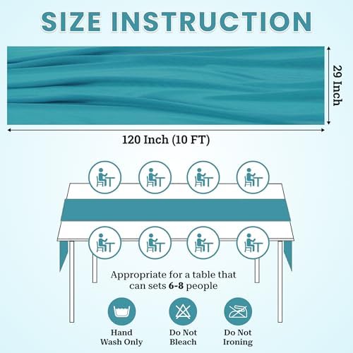 MDS Pack of 20 | Peacock Blue | 10ft Chiffon Table Runner 29x120 Inches Long Romantic Rustic Sheer Gauze Runner for Wedding Bridal Shower Birthday Banquets Engagement Spring Easter Boho Decorations - Image 3