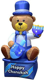 Zion Judaica Inflatable Hanukkah Yard Decorations 8' Bear Multi Blue - Hanukah Indoor Outdoor Lighted Decoration Built-in LED Lights - Includes Air Blower, Tie-down Stakes - Chanukah Lawn Décor Blowup - Image 4