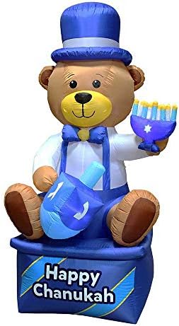Zion Judaica Inflatable Hanukkah Yard Decorations 8' Bear Multi Blue - Hanukah Indoor Outdoor Lighted Decoration Built-in LED Lights - Includes Air Blower, Tie-down Stakes - Chanukah Lawn Décor Blowup - Image 4