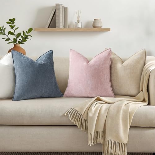 decorUhome Chenille Dark Grey Velvet Throw Pillow Covers 22x22 Set of 2 - Image 6