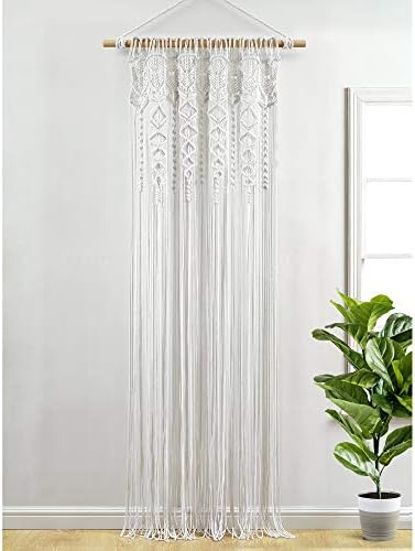 Lush Decor Boho Macrame Textured Cotton Window Curtain Panel Single 40" W x 95" L White - Macrame Curtains for Windows, Room Divider, Boho Wall Decor - Image 2