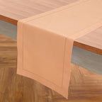 Solino Home Cotton Linen Dining Table Runner Peach Hemstitch, 14 x 60 in - Image 2