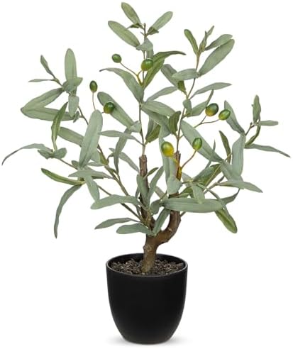 Briful Small Faux Olive Tree with Black Pot for Tabletop by Briful