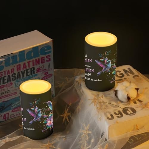 Mothers Day Gifts Flameless Candles with Remote Hummingbirds Floral Note LED Candles Battery Operated Electric Candles Flickering Warm Light for Home Bedroom Living Room Decorations - Image 6