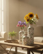 Brown and Green Ceramic Vase Set of 3, Vintage Botanical Vases for Decor - Image 5