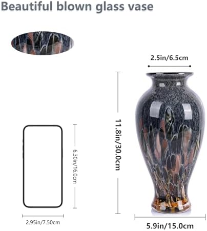 Smoked Hand Blown Glass Vase 11.8" Tall Beautiful Designer Flower Vase - Image 3