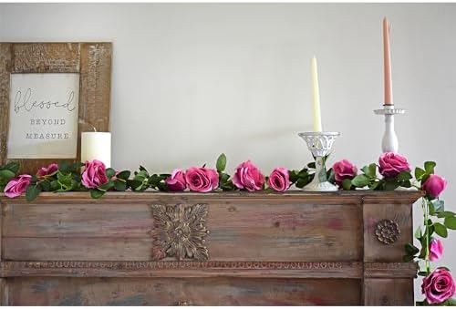 FiveSeasonStuff 29 Ft 4 Pack Rose Silk Flower Garland Artificial Flowers Decoration Hanging Floral Décor for Wedding Baby Shower Birthday Party Garden (Fuchsia) - Image 3