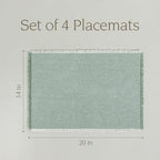 Over&Back Set of 4 Woven Frayed Chambray Placemats - Colorful Dining Table Mat - Hand-Finished Frayed Edges - 100% Cotton - Machine Washable - Kitchen and Home Decor - Green - 14" L X 20" W - Image 5
