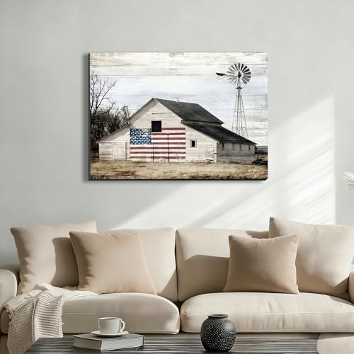 ZERILYN Ship Next Day – Patriotic Canvas Wall Art, American Flag in Mountains, Beach, Forest, Meadow, Barn, Farmhouse Decor, Rustic Country Wall Decor, Americana Prints for Living Room - Image 2